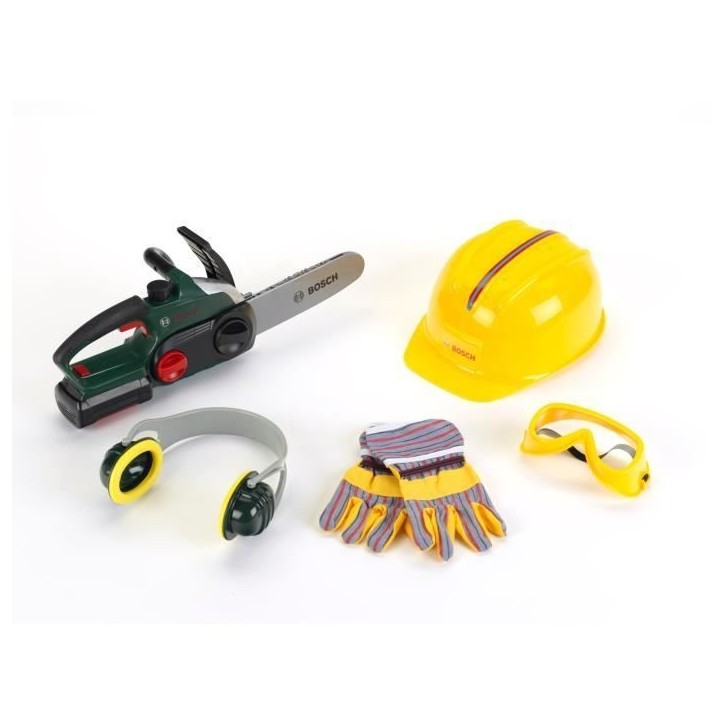 KLEIN - Jouet - Set bûcheron Bosch avec tronçonneuse électronique, 5 pieces KLEIN - Jouet - Set bûcheron Bosch avec tronçonneuse électronique, 5 pieces