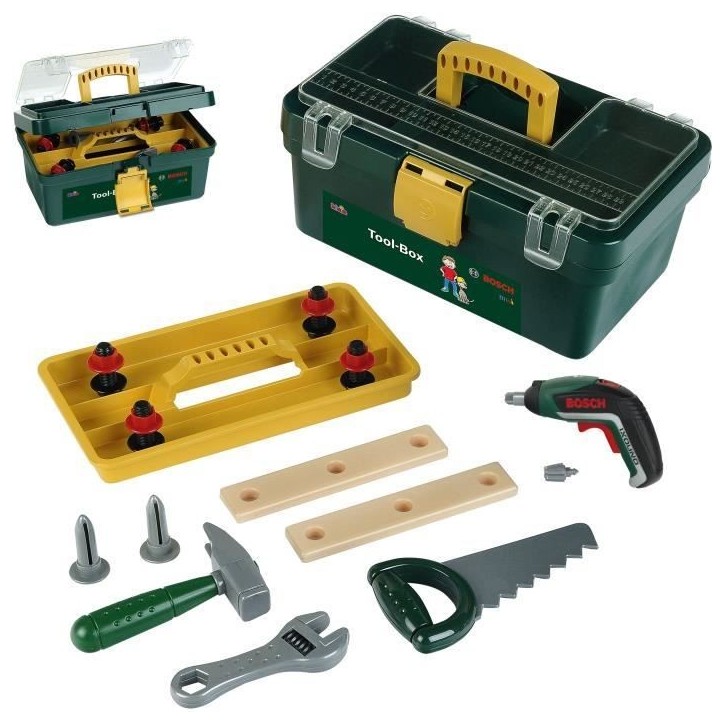 Caisse a outils Bosch - KLEIN - 8609 - Compartimentée avec visseuse électronique Ixolino II et accessoires - Des 3 ans Caisse a outils Bosch - KLEIN - 8609 - Compartimentée avec visseuse électronique Ixolino II et accessoires - Des 3 ans