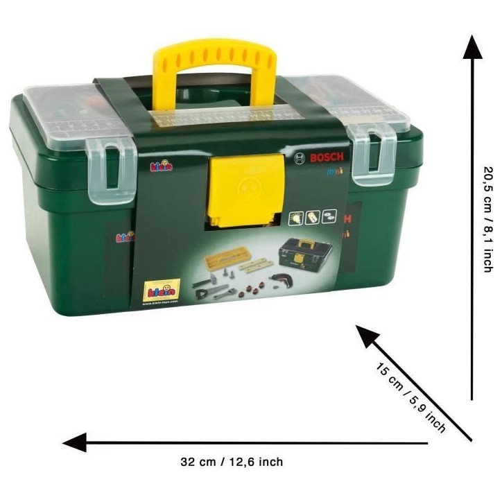 Caisse a outils Bosch - KLEIN - 8609 - Compartimentée avec visseuse électronique Ixolino II et accessoires - Des 3 ans Caisse a outils Bosch - KLEIN - 8609 - Compartimentée avec visseuse électronique Ixolino II et accessoires - Des 3 ans