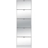 Meuble a chaussures - Blanc et Facades miroir- L58 x H177 x P17 cm - 1