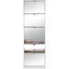 Meuble a chaussures - Blanc et Facades miroir- L58 x H177 x P17 cm - 1