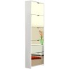 Meuble a chaussures - Blanc et Facades miroir- L58 x H177 x P17 cm - 1