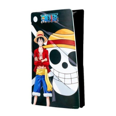 Façade de protection - KONIX - One Piece - PS5 Slim - Silicone - Antichoc - Anti-rayures - Motif Luffy - Noir