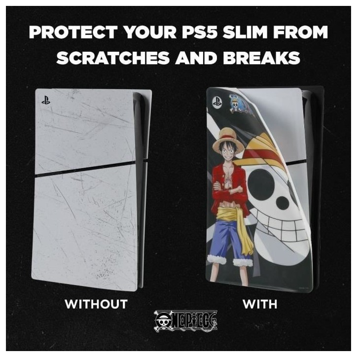 Façade de protection - KONIX - One Piece - PS5 Slim - Silicone - Antichoc - Anti-rayures - Motif Luffy - Noir Façade de protection - KONIX - One Piece - PS5 Slim - Silicone - Antichoc - Anti-rayures - Motif Luffy - Noir