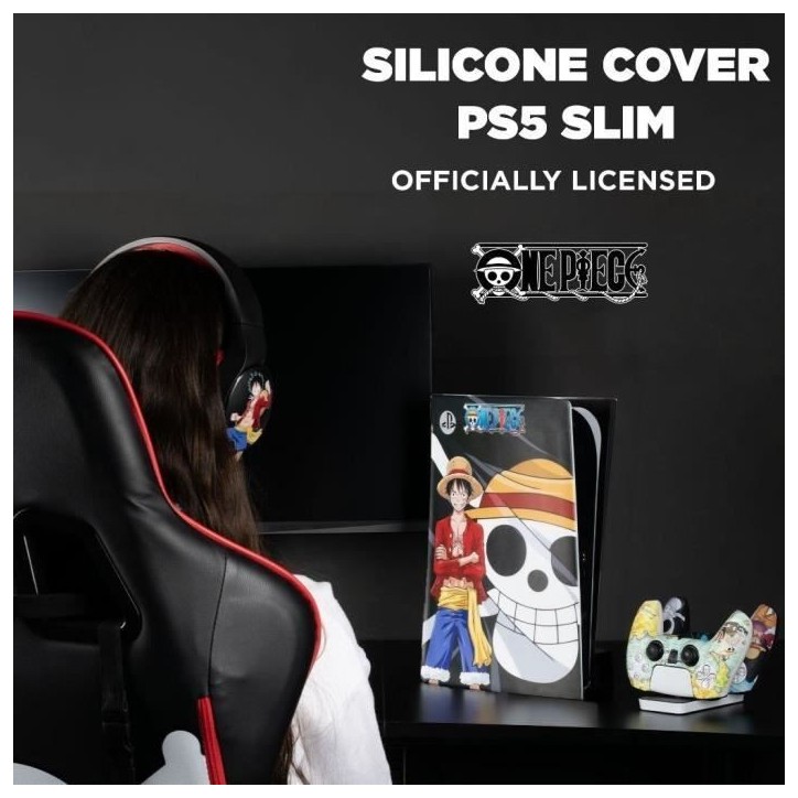 Façade de protection - KONIX - One Piece - PS5 Slim - Silicone - Antichoc - Anti-rayures - Motif Luffy - Noir Façade de protection - KONIX - One Piece - PS5 Slim - Silicone - Antichoc - Anti-rayures - Motif Luffy - Noir
