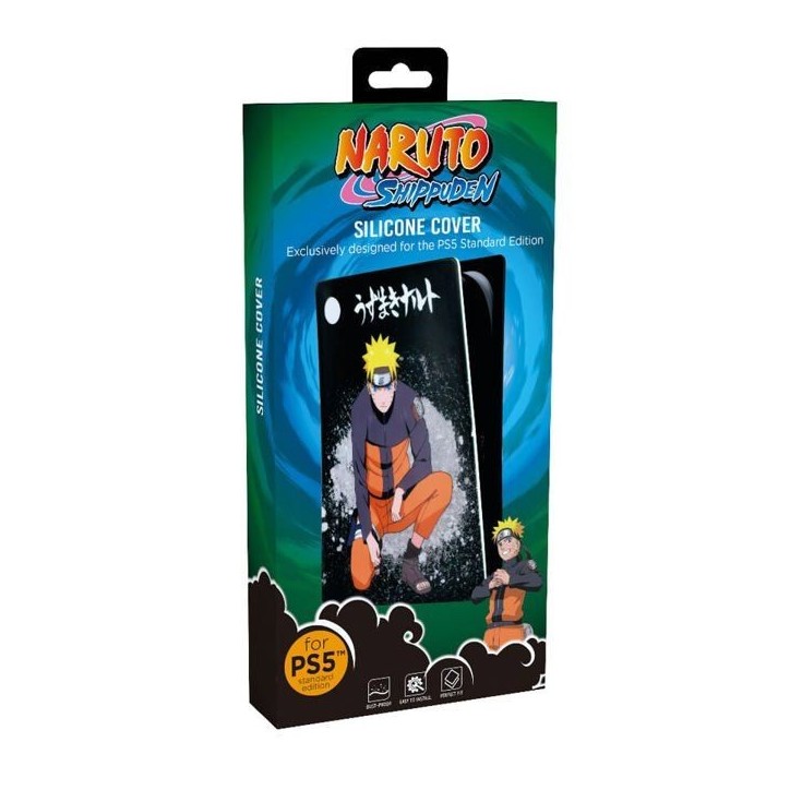 Façade de protection - KONIX - Naruto Shippuden - PS5 - Silicone - Antichoc - Anti-rayures - Motif Naruto - Noir Façade de protection - KONIX - Naruto Shippuden - PS5 - Silicone - Antichoc - Anti-rayures - Motif Naruto - Noir