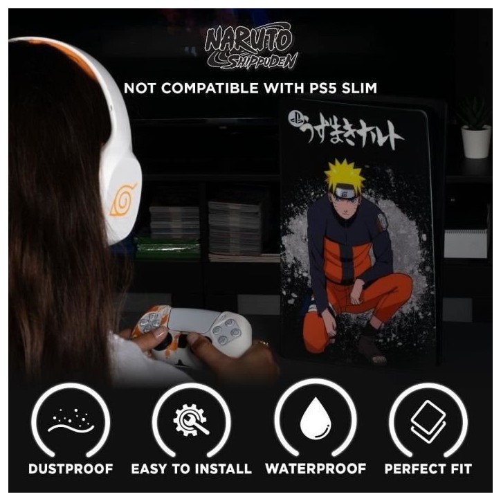 Façade de protection - KONIX - Naruto Shippuden - PS5 - Silicone - Antichoc - Anti-rayures - Motif Naruto - Noir Façade de protection - KONIX - Naruto Shippuden - PS5 - Silicone - Antichoc - Anti-rayures - Motif Naruto - Noir