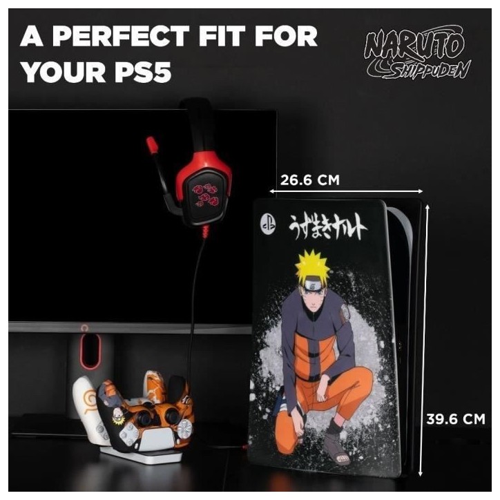 Façade de protection - KONIX - Naruto Shippuden - PS5 - Silicone - Antichoc - Anti-rayures - Motif Naruto - Noir Façade de protection - KONIX - Naruto Shippuden - PS5 - Silicone - Antichoc - Anti-rayures - Motif Naruto - Noir