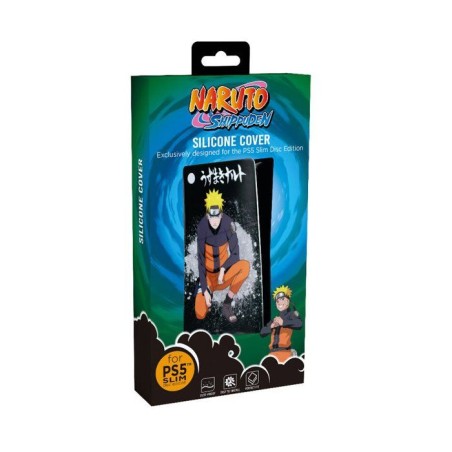 Façade de protection - KONIX - Naruto Shippuden - PS5 Slim - Silicone - Antichoc - Anti-rayures - Motif Naruto - Noir