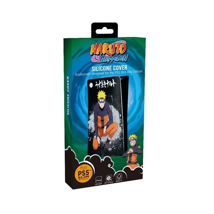 Façade de protection - KONIX - Naruto Shippuden - PS5 Slim - Silicone - Antichoc - Anti-rayures - Motif Naruto - Noir Façade de protection - KONIX - Naruto Shippuden - PS5 Slim - Silicone - Antichoc - Anti-rayures - Motif Naruto - Noir