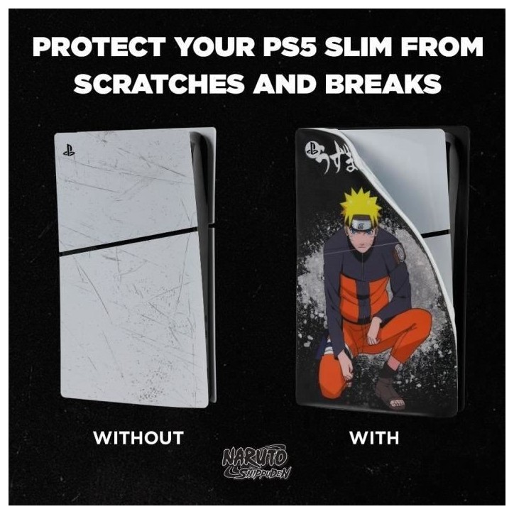 Façade de protection - KONIX - Naruto Shippuden - PS5 Slim - Silicone - Antichoc - Anti-rayures - Motif Naruto - Noir Façade de protection - KONIX - Naruto Shippuden - PS5 Slim - Silicone - Antichoc - Anti-rayures - Motif Naruto - Noir