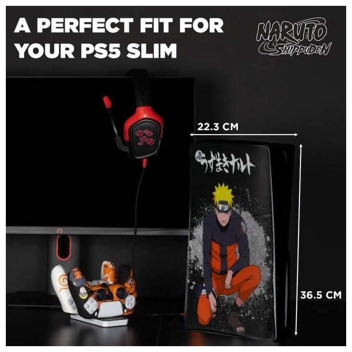 Façade de protection - KONIX - Naruto Shippuden - PS5 Slim - Silicone - Antichoc - Anti-rayures - Motif Naruto - Noir Façade de protection - KONIX - Naruto Shippuden - PS5 Slim - Silicone - Antichoc - Anti-rayures - Motif Naruto - Noir