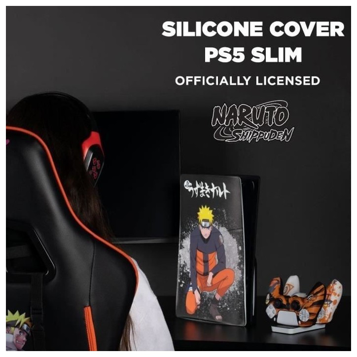 Façade de protection - KONIX - Naruto Shippuden - PS5 Slim - Silicone - Antichoc - Anti-rayures - Motif Naruto - Noir Façade de protection - KONIX - Naruto Shippuden - PS5 Slim - Silicone - Antichoc - Anti-rayures - Motif Naruto - Noir