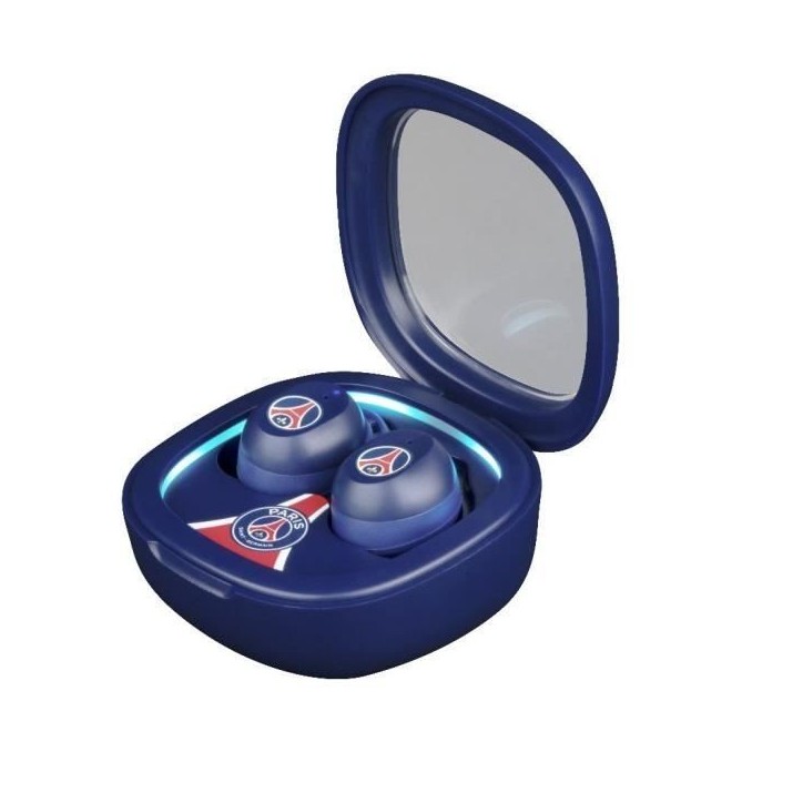 Écouteurs sans fil - KONIX - PSG - Autonomie 8 h + 15 h avec boîtier - Résistance a l'eau IPX4 - Bluetooth - Bleu Écouteurs sans fil - KONIX - PSG - Autonomie 8 h + 15 h avec boîtier - Résistance a l'eau IPX4 - Bluetooth - Bleu