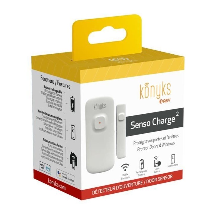 Konyks Senso Charge 2 - Détecteur d'ouverture Wi-Fi sur batterie pour porte et fenetre, autonomie 1 an, notifications Smartphon Konyks Senso Charge 2 - Détecteur d'ouverture Wi-Fi sur batterie pour porte et fenetre, autonomie 1 an, notifications Smartphon