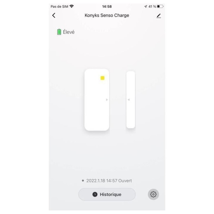 Konyks Senso Charge 2 - Détecteur d'ouverture Wi-Fi sur batterie pour porte et fenetre, autonomie 1 an, notifications Smartphon Konyks Senso Charge 2 - Détecteur d'ouverture Wi-Fi sur batterie pour porte et fenetre, autonomie 1 an, notifications Smartphon