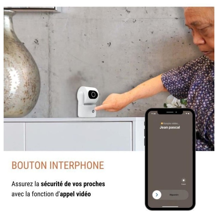 Caméra de surveillance - KONYKS - CAMINI CARE 2 - Intérieur - Wifi avec sirene et bouton d'appel vidéo Caméra de surveillance - KONYKS - CAMINI CARE 2 - Intérieur - Wifi avec sirene et bouton d'appel vidéo