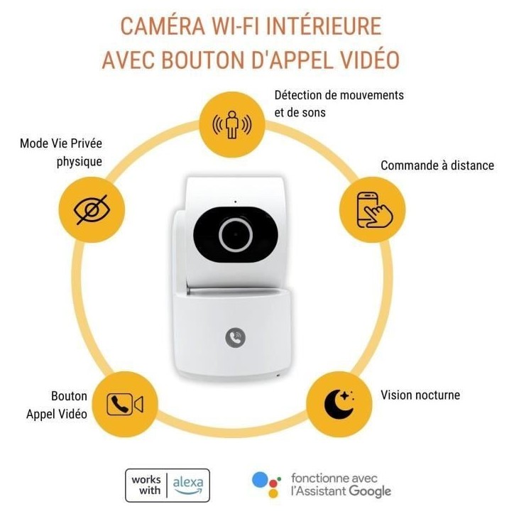 Caméra de surveillance - KONYKS - CAMINI CARE 2 - Intérieur - Wifi avec sirene et bouton d'appel vidéo Caméra de surveillance - KONYKS - CAMINI CARE 2 - Intérieur - Wifi avec sirene et bouton d'appel vidéo