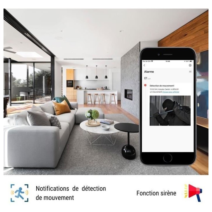 Caméra de surveillance - KONYKS - CAMINI 2 - Intérieur - Motorisée - Wifi - Détéction de mouvements Caméra de surveillance - KONYKS - CAMINI 2 - Intérieur - Motorisée - Wifi - Détéction de mouvements