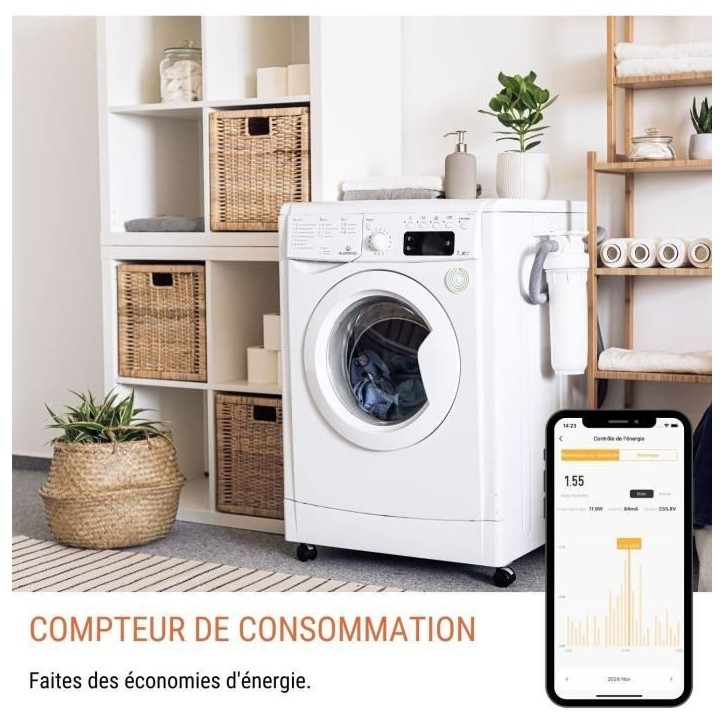 Lot de 2 prises connectées Wi-Fi + BT - KONYKS - Priska FR Dual Pack - 16 A - Avec compteur de consommation Lot de 2 prises connectées Wi-Fi + BT - KONYKS - Priska FR Dual Pack - 16 A - Avec compteur de consommation