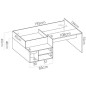 Lit combiné enfant KRIC - Chene naturel et blanc - Bureau et rangement - 90x190 cm