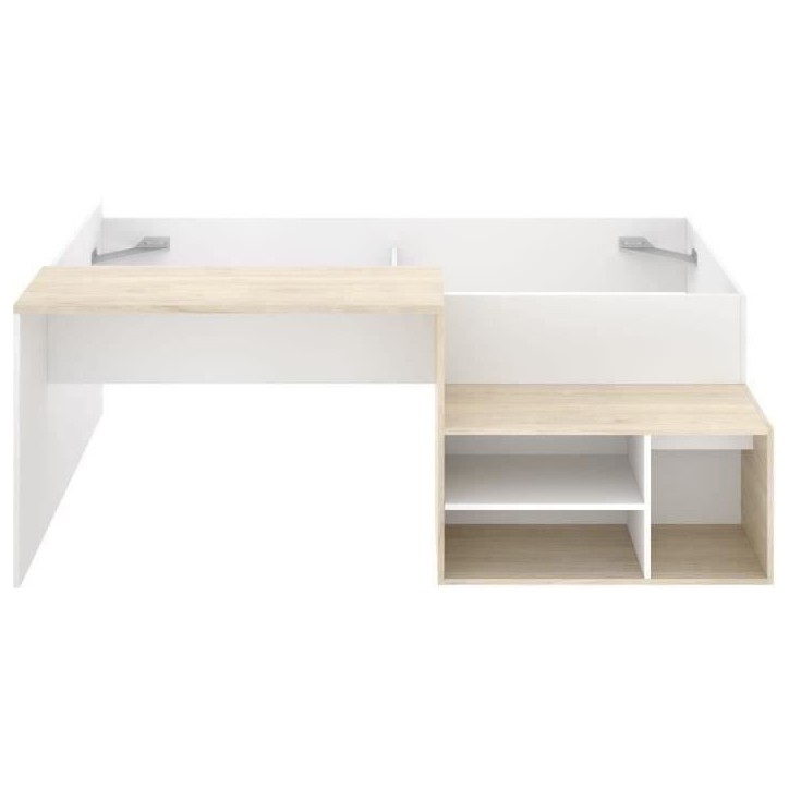 Lit combiné enfant KRIC - Chene naturel et blanc - Bureau et rangement - 90x190 cm Lit combiné enfant KRIC - Chene naturel et blanc - Bureau et rangement - 90x190 cm