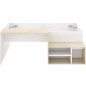 Lit combiné enfant KRIC - Chene naturel et blanc - Bureau et rangement - 90x190 cm