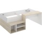 Lit combiné enfant KRIC - Chene naturel et blanc - Bureau et rangement - 90x190 cm