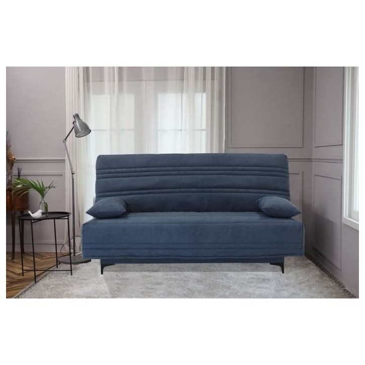 Banquette clic clac 3 places - Tissu bleu - L199 x P96 x 103 cm - KRISTEN - Style contemporain Banquette clic clac 3 places - Tissu bleu - L199 x P96 x 103 cm - KRISTEN - Style contemporain