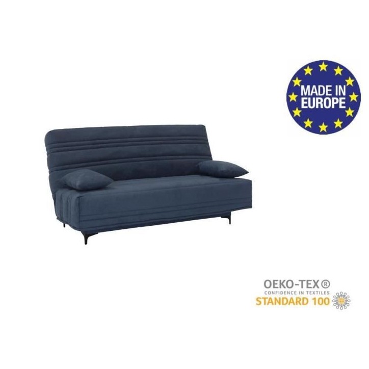 Banquette clic clac 3 places - Tissu bleu - L199 x P96 x 103 cm - KRISTEN - Style contemporain Banquette clic clac 3 places - Tissu bleu - L199 x P96 x 103 cm - KRISTEN - Style contemporain