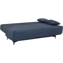 Banquette clic clac 3 places - Tissu bleu - L199 x P96 x 103 cm - KRIS