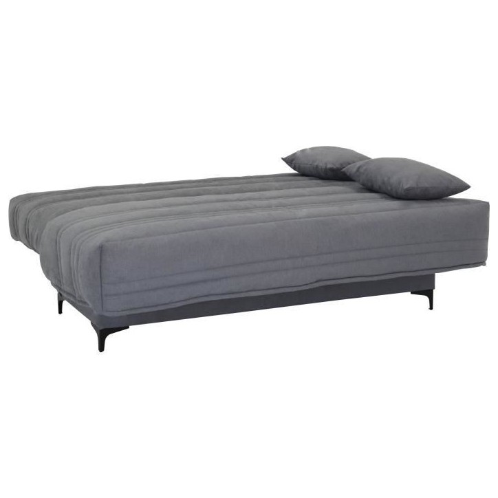 Banquette clic clac 3 places - Tissu gris moyen - L199 x P96 x H103 cm - KRISTEN - Style contemporain Banquette clic clac 3 places - Tissu gris moyen - L199 x P96 x H103 cm - KRISTEN - Style contemporain
