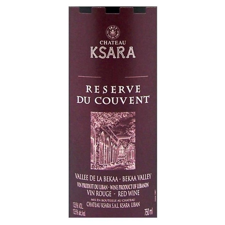 Château Ksara Réserve du Couvent Vallée de la Bekaa - Vin rouge du Liban 2022