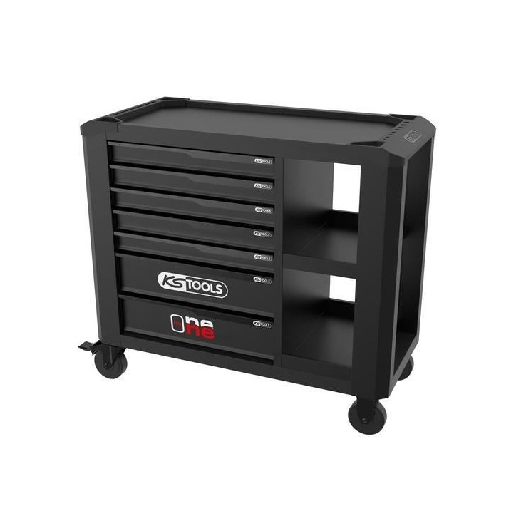 Servante d'atelier - Vide - 7 tiroirs - KS Tools - 823.0017F - Noir - One by one avec étagere - Charge max/tiroir de 40 kg Servante d'atelier - Vide - 7 tiroirs - KS Tools - 823.0017F - Noir - One by one avec étagere - Charge max/tiroir de 40 kg