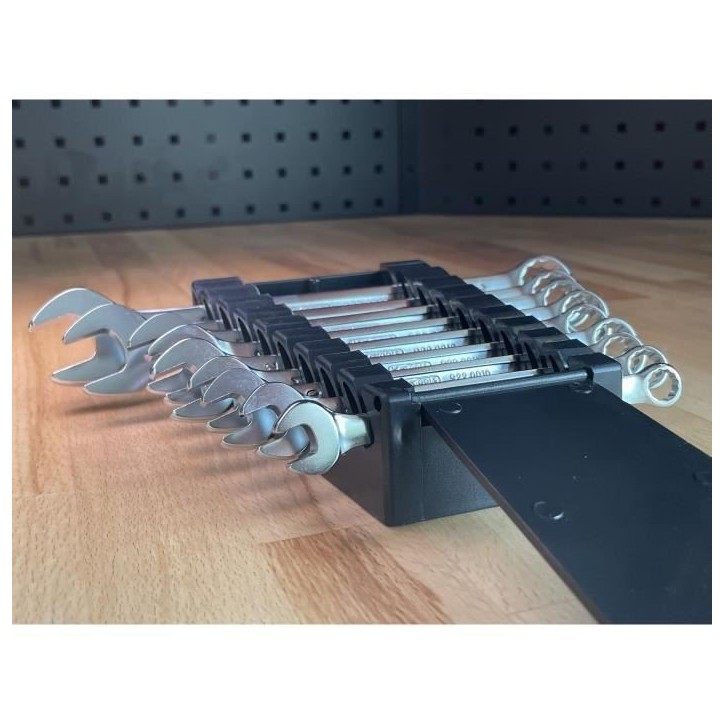 Jeu de 9 clés mixtes métriques - KS TOOLS - 922.0043 - Clé plate a cliquet en boite - 8 a 19 mm - Angle de fourche oeil incli