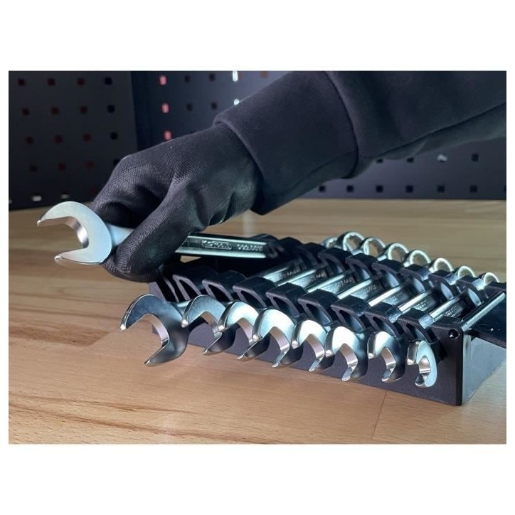 Jeu de 9 clés mixtes métriques - KS TOOLS - 922.0043 - Clé plate a cliquet en boite - 8 a 19 mm - Angle de fourche oeil incli