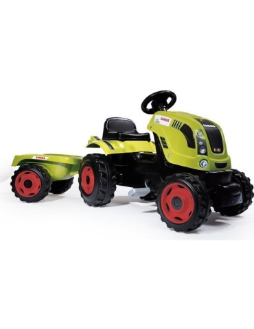 Tracteur a pédales Farmer XL + Remorque - SMOBY - CLAAS - Siege ajustable - Capot ouvrant - Vert