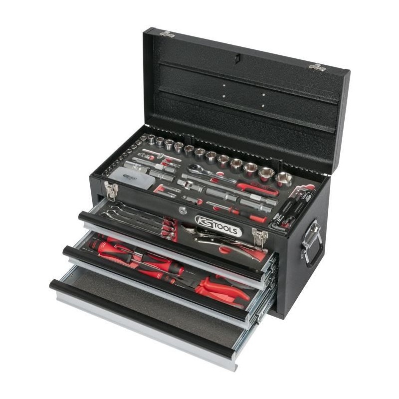 Coffre a outils ULTIMATE équipé - 3 tiroirs et plateau - 114 pcs , K Coffre a outils ULTIMATE équipé - 3 tiroirs et plateau - 114 pcs , K