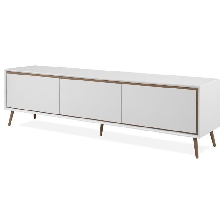 Meuble TV - ARONA - Blanc / Chene artisan - 3 abbatants - 175 x 50 x 38 cm Meuble TV - ARONA - Blanc / Chene artisan - 3 abbatants - 175 x 50 x 38 cm