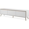 Meuble TV - ARONA - Blanc / Chene artisan - 3 abbatants - 175 x 50 x 3