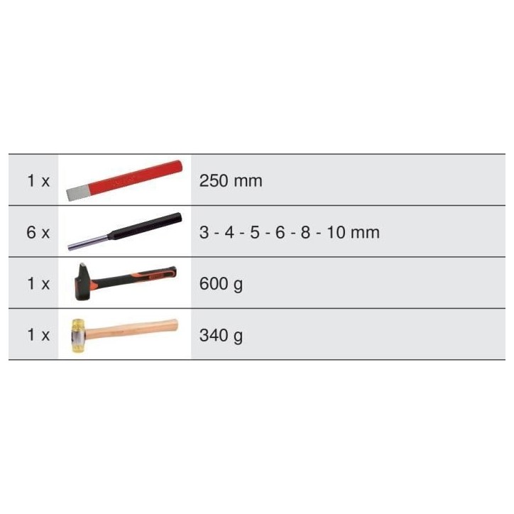 Module - KS TOOLS - 713.1102 - Module d'outils de frappe - 9 pieces - Pour servantes et établis Module - KS TOOLS - 713.1102 - Module d'outils de frappe - 9 pieces - Pour servantes et établis