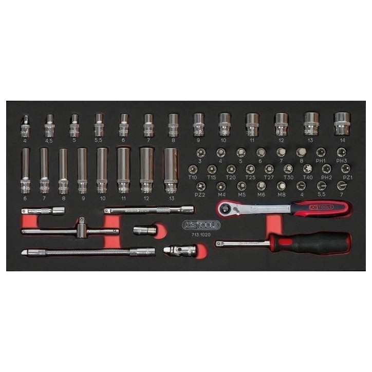 Module - KS TOOLS - 714.0158 - Composition d'outils 3 tiroirs - Pour servante - 158 pieces