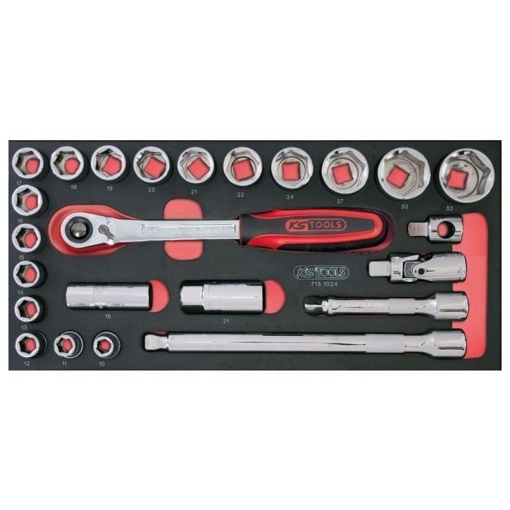 Module - KS TOOLS - 714.0158 - Composition d'outils 3 tiroirs - Pour servante - 158 pieces