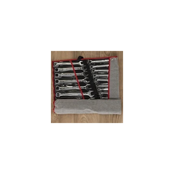Jeu de 25 clé mixtes - KS TOOLS - 922.0075 - Clés mixtes métriques en trousse - 6 a 34 mm - Angle de fourche 15°