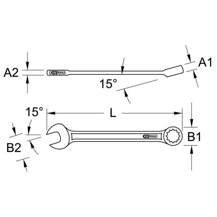 Jeu de 25 clé mixtes - KS TOOLS - 922.0075 - Clés mixtes métriques en trousse - 6 a 34 mm - Angle de fourche 15°