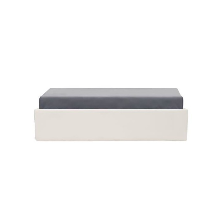 Lit coffre adulte 140 x 190 cm - Tissu Beige - ECLIPSE