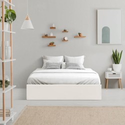 Lit coffre adulte 140 x 190 cm - Tissu Beige - ECLIPSE