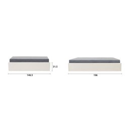 Lit coffre adulte 140 x 190 cm - Tissu Beige - ECLIPSE
