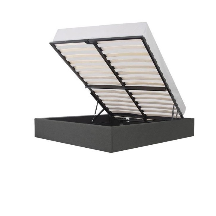 ECLIPSE Lit coffre adulte - Tissu gris foncé - Sommier inclus - l 140 x L 190 cm ECLIPSE Lit coffre adulte - Tissu gris foncé - Sommier inclus - l 140 x L 190 cm