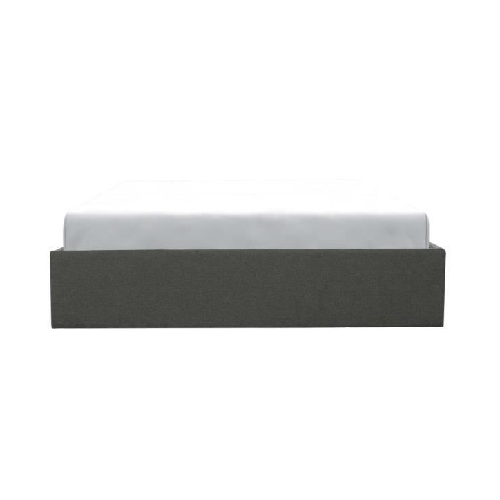 ECLIPSE Lit coffre adulte - Tissu gris foncé - Sommier inclus - l 140 x L 190 cm ECLIPSE Lit coffre adulte - Tissu gris foncé - Sommier inclus - l 140 x L 190 cm